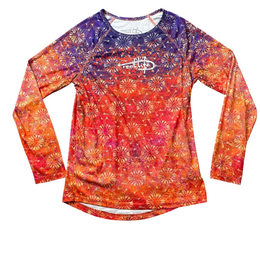 Reel Life Large Women's Long Sleeve Crew Neck 100% Polyester Shirt Fishing